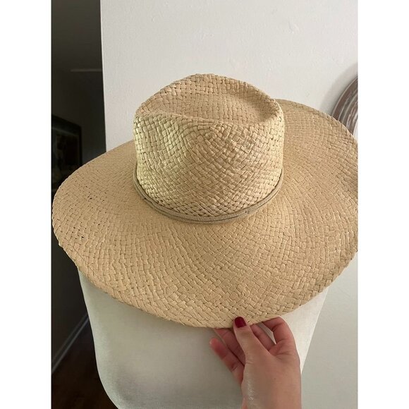 NWT Natural Straw Wide Brim Cowboy Hat By A.N.A. Dimensions 16" Diameter Lightwe - Picture 3 of 5